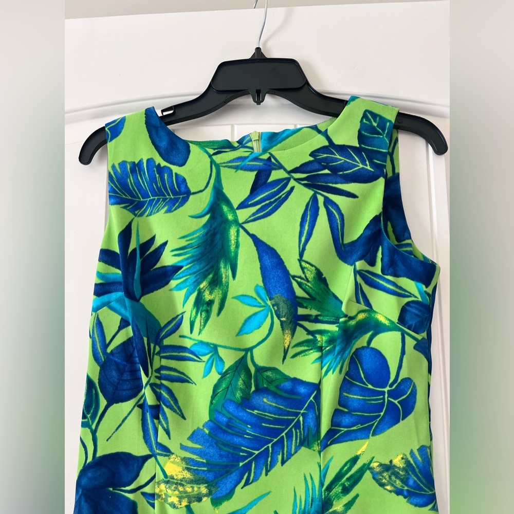 Vintage John Roberts Size 6 Hawaiian Tropical Green Blue Vacation Womens Dress - Picture 2 of 6